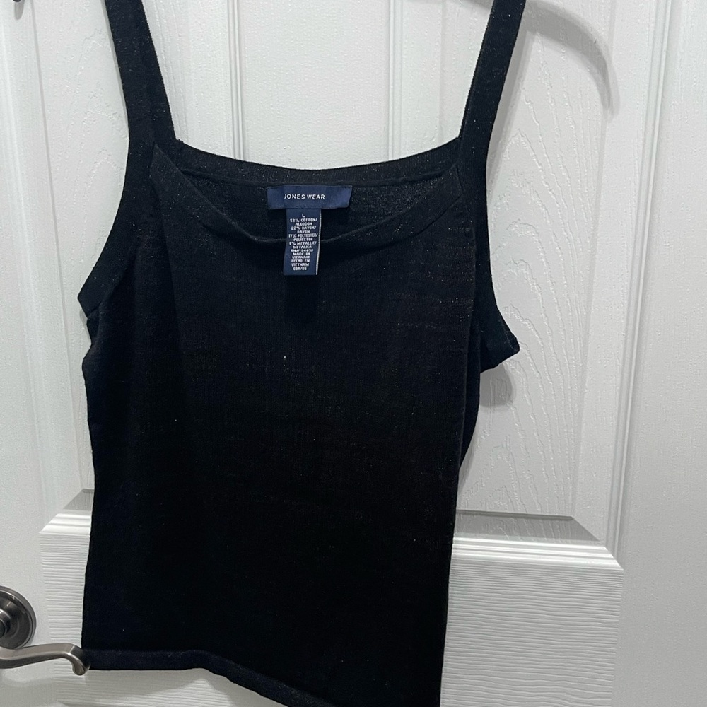 Jones New York Black Fitted Asymmetrical Tank Top